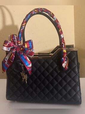 2 Twilly Satin Handbag Headband Scarf Burgundy Red Yellow Blue